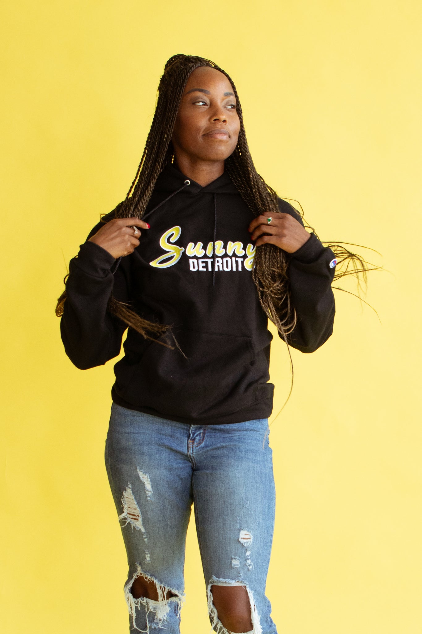 SUNNY DETROIT EMBROIDERED CHAMPION HOODIE
